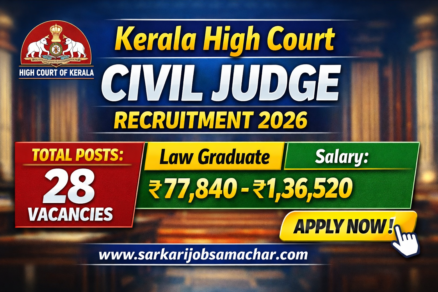 Kerala High Court Civil Judge Recruitment 2026 — Apply Online for 28 Posts